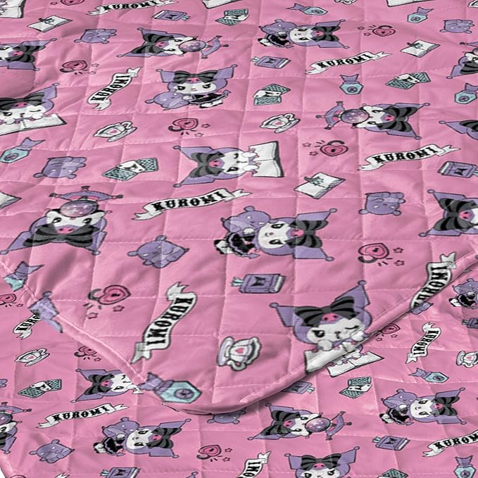 Sanrio Kuromi Anime Comfy Throw - Soft Quilted 60x80 Reversible for Couch, Bed, Adults & Kids