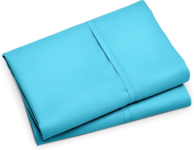Bare Home Microfiber Pillow Cases - Standard/Queen Size Set of 2 - Cooling Pillowcases - Double Brushed - Aqua Pillowcases 2 Pack - Easy Care (Standard Pillowcase Set of 2, Aqua)