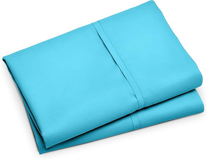 Bare Home Microfiber Pillow Cases - Standard/Queen Size Set of 2 - Cooling Pillowcases - Double Brushed - Aqua Pillowcases 2 Pack - Easy Care (Standard Pillowcase Set of 2, Aqua)
