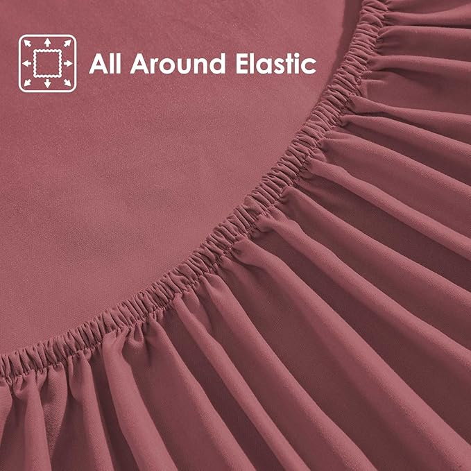 ClevaHome Sheet Set Twin Size, 3-Piece Bedding, Lightweight & Super Soft Easy Care Microfiber– Shrinkage & Fade Resistant Bedding Set with 14'' Deep Pockets (Dusty Rose)