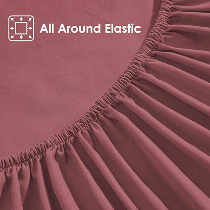 ClevaHome Sheet Set Twin Size, 3-Piece Bedding, Lightweight & Super Soft Easy Care Microfiber– Shrinkage & Fade Resistant Bedding Set with 14'' Deep Pockets (Dusty Rose)