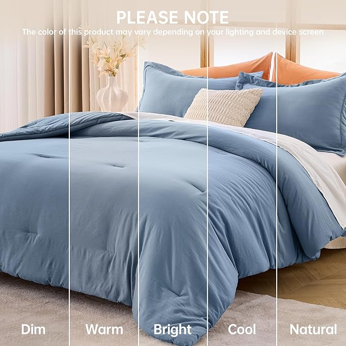MUXHOMO Full Comforter Sets, All Season Ultra Soft Down Alternative Bedding - 3 Piece Lightweight Bed Set Includes 1 Comforter (82"x86") and 2 Pillow Shams (20"x26"), Sea Blue