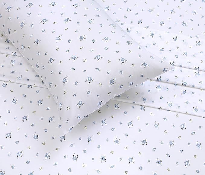 RUVANTI 100% Cotton Sheets – California King Percale Bedding, Cooling & Breathable Floral Design, Durable with a Crisp, Soft & Comfortable Feel, 14" Deep Pocket, 4-Piece Set, Phulkari