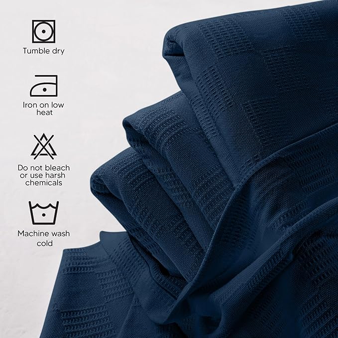 Utopia Bedding Navy 100% Cotton Blanket [Twin Size - 90x72 Inch] Lightweight, Soft and Breathable Thermal Blanket for All Seasons