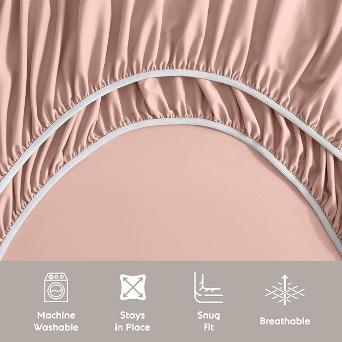 Nestl King Sheet Set - Luxury 1800 Ultra-Soft Microfiber King Bed Sheets - Double Brushed - Deep Pockets - Easy Fit - 4 Piece Set - Bedding Sheets & Pillowcases (King, Peach Beige)