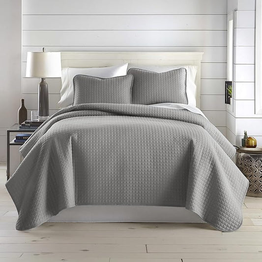 Southshore Fine Living, Inc. Twin XL Comforter Quilt Bedding Set, Dorm Room Bedding Essentials, Stain Resistant, Machine Washable Bedspread Twin XL Grey Quilt Bed Spread with Pillow Sham, Steel Grey