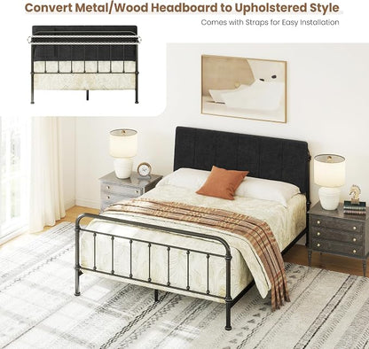 Full Size Headboard Only-No Assembly Required, Black | Easy to use no assembly required, Linen fabric and extra-thick foam for added comfort, Modern style headboard full size