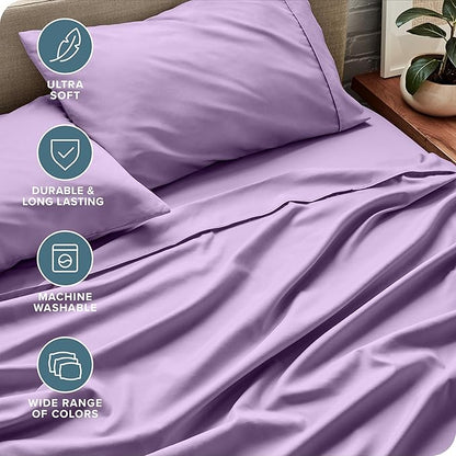 Bare Home Full XL Sheet Set - 1800 Ultra-Soft Microfiber Full Extra Long Bed Sheets - Double Brushed - Deep Pockets - Easy Fit - 4 Piece Set - Bedding Sheets & Pillowcases (Full XL, Lavender)