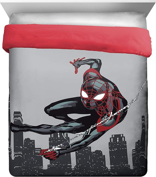 Jay Franco Marvel Miles Morales New Kid 7 Piece Queen Bed Set - Includes Comforter & Sheet Set Bedding - Super Soft Fade Resistant Microfiber (Official Marvel Product)