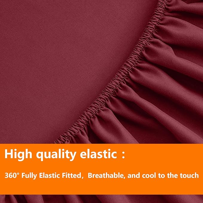 TAIMIT Burgandy Twin Size Comforter Set - 5 Pieces, Bed in a Bag Bedding Sets with All Season Soft Quilted Warm Fluffy Reversible Comforter,Flat Sheet,Fitted Sheet,1 Pillow Shams,1 Pillowcases