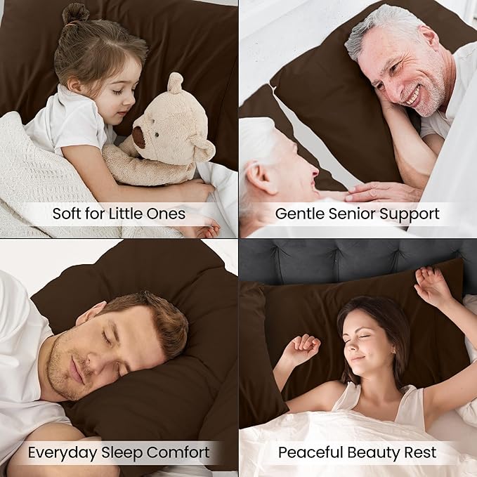 Utopia Bedding Pillow Cases Standard Size 2-Pack – Soft Brushed Microfiber – Envelope Closure – Perfect for Hospitals, Hotels, Guest Rooms – Oeko-TEX Certified, 20x26 Inches (Brown)