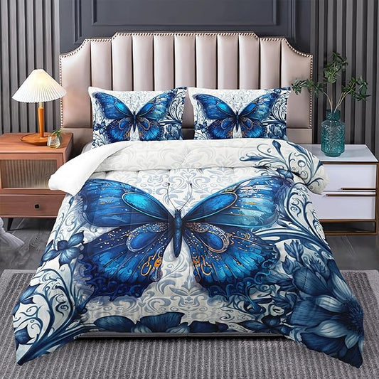 Queen Size Boho Butterfly Bedding Set for Girls - Dreamy Comforter, Decorations for Bedroom