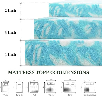 Memory Foam Mattress Topper Full - 4 Inch Gel Infused Bed Toppers, Pressure Relief Mattress Pad for Dorm Room, CertiPUR-US Certified