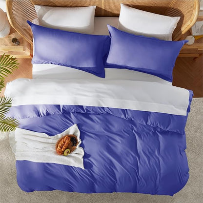 Nestl Royal Blue Duvet Cover King Size - Soft Double Brushed King Duvet Cover Set, 3 Piece, with Button Closure, 1 Duvet Cover 104x90 inches and 2 Pillow Shams