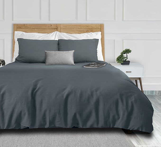 White Classic Grey Duvet Cover Queen Size, Microfiber Duvet Cover with Zipper, Set of 1 Down Comforter Cover with 2 Pillow Shams, Luxury Comforter Cover Queen Size | Comforter Not Included