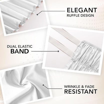 Utopia Bedding Twin Elastic Bed Ruffle - Easy Wrap Around Ruffle - Microfiber Bed Skirt with Adjustable Elastic Belt 16 Inch Tailored Drop - Hotel Quality Bedskirt, Fade Resistant (Twin, White)
