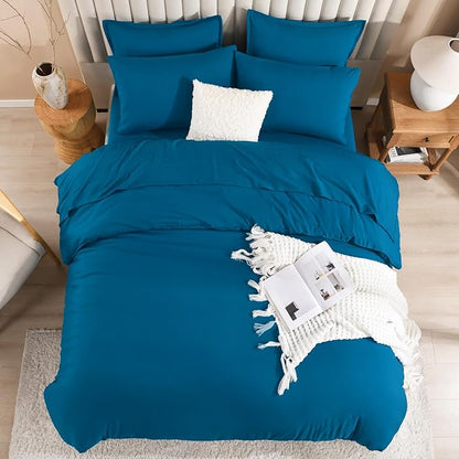 Litanika Comforter California King Size Set Teal - 7 Pieces Bed in a Bag California King Bedding Comforter Sets, Plain Lightweight Bed Set with Comforter, Sheets, Pillowcases & Shams