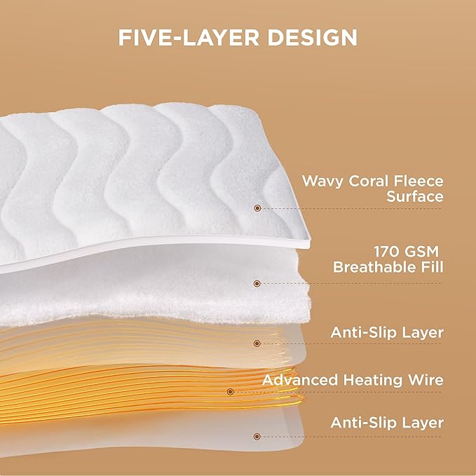 Bedsure Heated Mattress Pad Queen - Bed Warmer with Memory & Preheat Function, 12-Hour Auto Off & 10 Heat Settings, Dual Controllers, Fast Heating, Coral Fleece Electric Mattress Pad Queen, 60"x80"