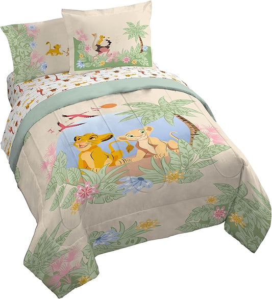 Jay Franco Kids Comforter Set Includes Sheets and Pillow Covers - Soft and Cozy Bed Set for Stylish Room Decor, Multi - Lion King, 7 Piece Queen Size Bedding
