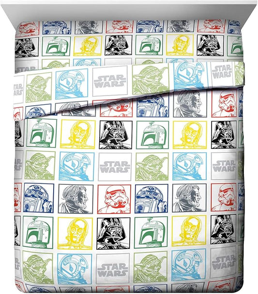 Jay Franco Kids Sheet Set with Fitted, Flat Sheets & Pillow Cover - Ultra-Soft Bedding with Pillowcase for Room Decor, Multi - Star Wars, 4 Piece Queen