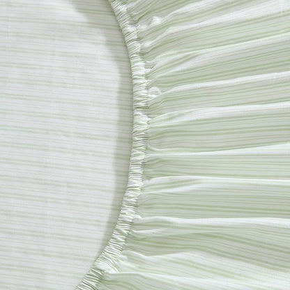 Laura Ashley - King Sheet Set, Crisp & Cool Cotton Percale Bed Sheets, Deep Pockets, Striped Bedding with Matching Fitted Sheet & Pillowcases (Bedford Skinny Stripe Green)
