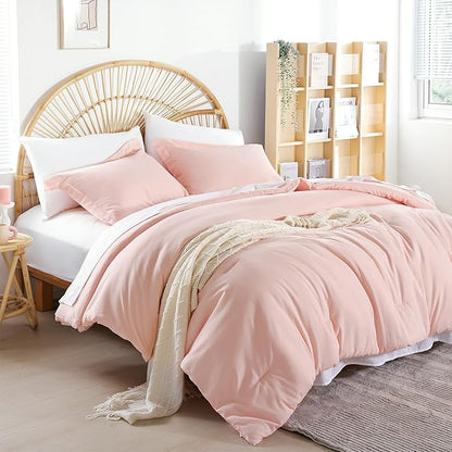weigelia Queen Comforter Set Blush Pink Comforter Set 7 Pieces Comforters Queen Size Bedding Set with Flat Sheets, Fitted Sheet, Pillow Shams, Pillowcases for All Season