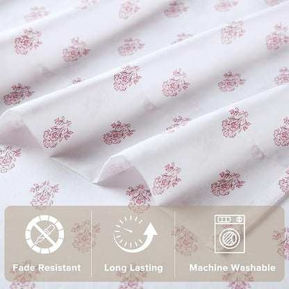 Comfort Spaces 100% Cotton Sheets Twin XL, Breathable, Naturally Cool Cotton Sheets, Soft Cotton Bed Sheets with 12" Elastic Pocket Fits up to 14" Mattress, All Seasons Sheet Set, Floral Pink 3 Piece