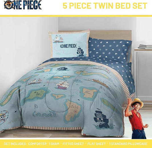 Jay Franco Kids Comforter Set Includes Sheets and Pillow Covers - Soft and Cozy Bed Set for Stylish Room Decor, Official Licensed Bedding, Multi - One Piece, 5 Piece Twin