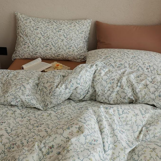 Floral Comforter Sets Queen Size Bed Down Alternative Boho Bedding Set 100 Cotton All Season Puffy Girl Bedding Comforter Sets Coquette Lightweight Fluffy Cozy Bed Comforter with 2 Pillowcases