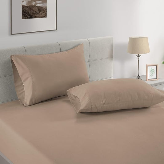 LANE LINEN Pillows Standard Size Set of 2, Soft 100% Egyptian Cotton Sateen, 1000 Thread Count, Cool & Smooth Pillowcases Queen - Taupe