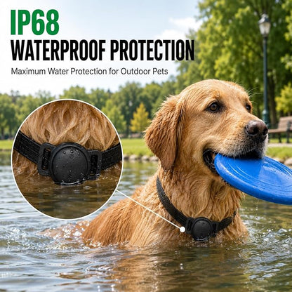 Dog Tracker, GPS Tracker for Dogs with Real-Time Location, No Monthly Fee, No SIM, IP68 Waterproof Ultra-Slim Lightweight with Holder, 500-Day Battery, Black, iOS Only