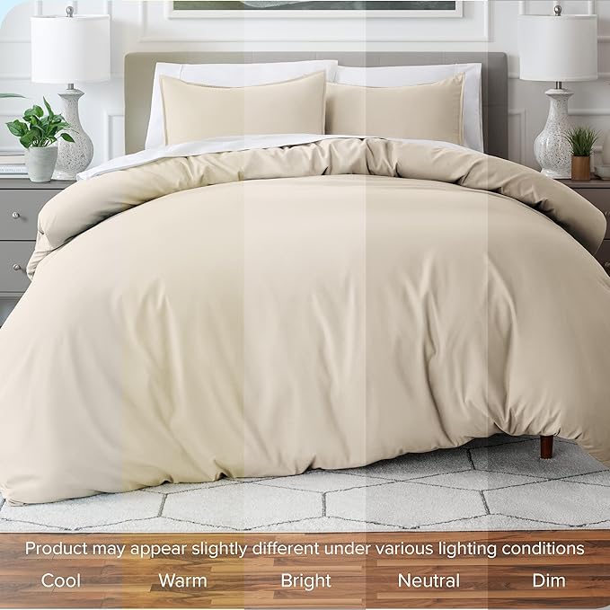 Bare Home Bedding Duvet Cover Full Size - Premium 1800 Super Soft Collection - Lightweight, Cooling - Soft Breathable Bedding Duvet Cover (Full, Sand)