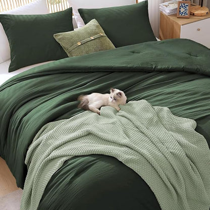 WRENSONGE King Size Comforter Set - 3 Pieces Deep Forest Comforter Prewashed Soft Lightweight for All Seasons,Fluffy Down Alternative Comforter King Size with 2 Pillow Shams