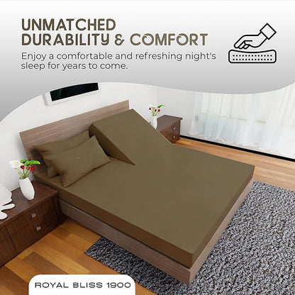 Top Split King Sheets Sets for Adjustable Bed, 4 Pcs Deep Pockets Double Brushed Microfiber Sheets, 34 Inch Split Top Fitted Sheet, 1 King Flat Sheet and 2 Pillowcases - Light Brown