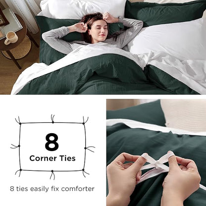 Bedsure Forest Green Duvet Cover Twin/Twin XL Size - 2 Pieces Prewashed Polyester Extra Soft Bedding Set, Includes 1 Twin Duvet Cover 68''x90'' with Zipper Closure & 1 Pillow Sham, No Comforter