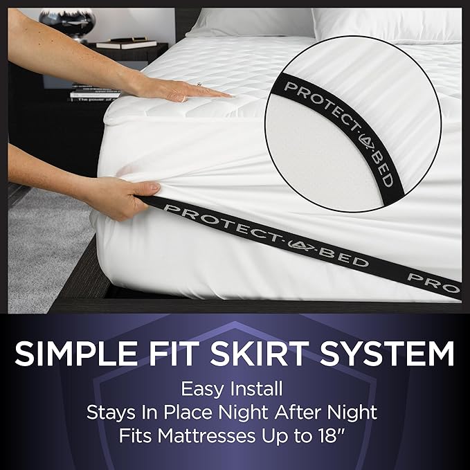 Protect-A-Bed Essential Mattress Pad Twin XL, 100% Waterproof, Dust Mite Barrier Mattress Pad, Breathable & Quiet, Antimicrobial, Fits 11"-18" Mattresses