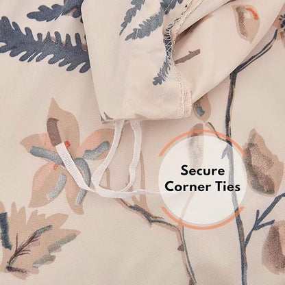 JSD Fall Floral Duvet Cover Set King Size, 3 Piece Boho Botanical Printed Microfiber Comforter Covers Zipper Closure