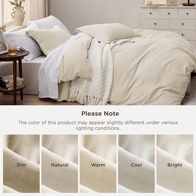 Bedsure Oat Milk Duvet Cover King Size - 3 Pieces Prewashed Cotton-Like Polyester Extra Soft Bedding Set, Includes 1 Duvet Cover 104x90 Inches with Zipper Closure & 2 Pillow Shams, No Comforter