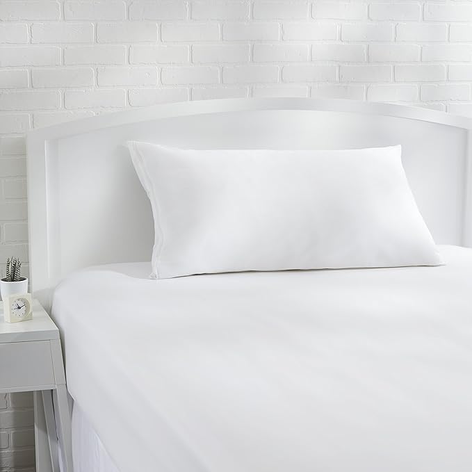 Amazon Basics King Pillow Pillowcases with Zipper, 100% Cotton Hypoallergenic, Pillow Protector, White (37 x 21 Inches), Pillows Not Included