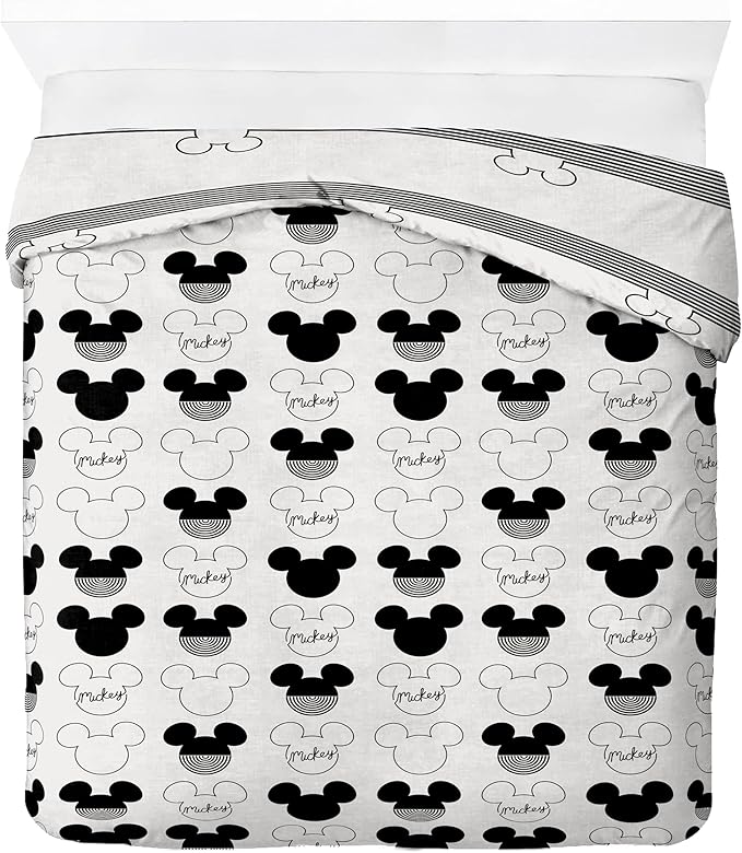 Jay Franco Kids Duvet Cover Set with Sham & Pillowcase – Ultra-Soft Bedding for Room Decor, Cover ONLY Comforter NOT Included, White - Mickey Mouse, 3 Piece Queen
