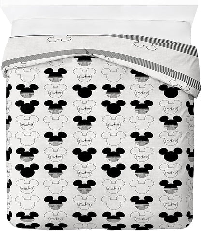 Jay Franco Kids Duvet Cover Set with Sham & Pillowcase – Ultra-Soft Bedding for Room Decor, Cover ONLY Comforter NOT Included, White - Mickey Mouse, 3 Piece King