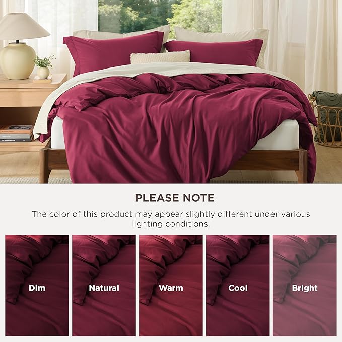 Bedsure Duvet Cover King Size - Soft Double Brushed Bedding Set for Kids & Adults, Zipper Closure, 3 Pieces, Includes 1 Duvet Cover (104"x90") & 2 Pillow Shams, NO Comforter, Burgundy Red