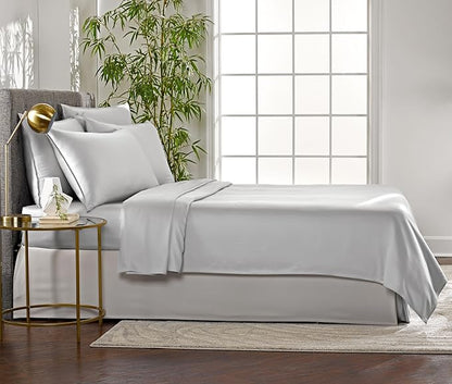 Pure Bamboo Queen Sheets, Genuine 100% Organic Viscose Derived from Bamboo Bed Sheet Set, Luxuriously Soft & Cooling, Double Stitching, 2 Year Quality Promise (Queen, Silver Pearl)