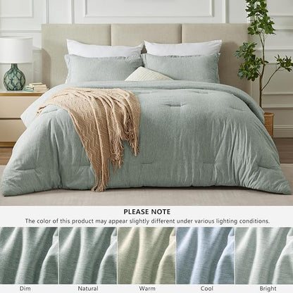 CozyLux California King Comforter Set, 3 Pieces Sage Green Soft Luxury Cationic Dyeing Cal King Comforter Bedding Set, Breathable Lightweight Bed Sets, 1 Down Alternative Comforter and 2 Pillow Shams