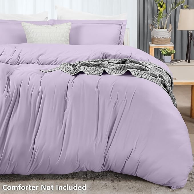Utopia Bedding Duvet Cover Full Size - 3 Piece with Zipper Closure - 1 Comforter Cover 80X90 Inches & 2 Pillow Shams 20X26 Inches (Lavender) Comforter Not Included