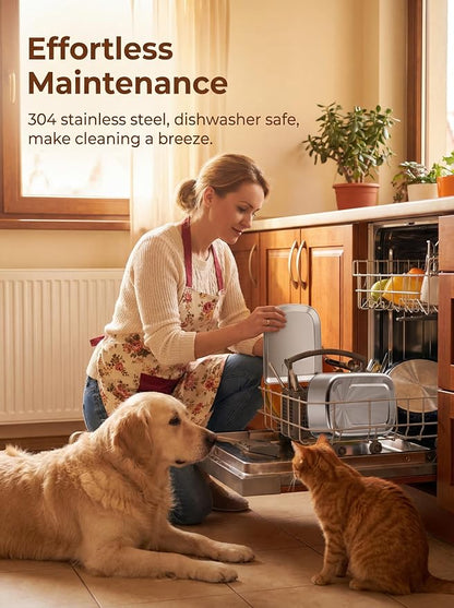 5L Cat Dog Water Fountain,Stainless Wireless Fountain | 5L wireless cat dog fountain for small dogs and multi-cat homes, sensor flow, quiet use, 4000mAh battery and 1 filter set