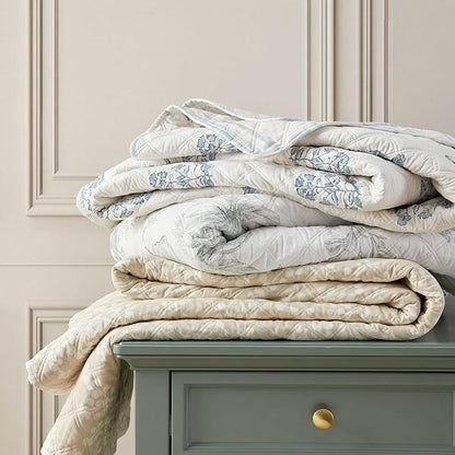 Martha Stewart - King Quilt Set, 100% Cotton Reversible Bedding Set, Incredibly Soft Feel for Year Round Comfort, 3 Piece Bed Set with Matching Pillowcases (Vine Flora Green)