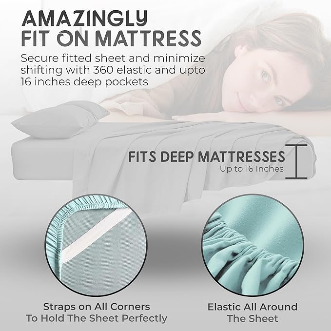 Twin Sheets Set -3 Pcs Set- 16 inch Deep Pockets - Cooling Twin Bed Sheets - Soft Twin Size Sheets - Comfortable Twin Sheet Set for Bedding - Durable Bed Sheets Twin Size (White)
