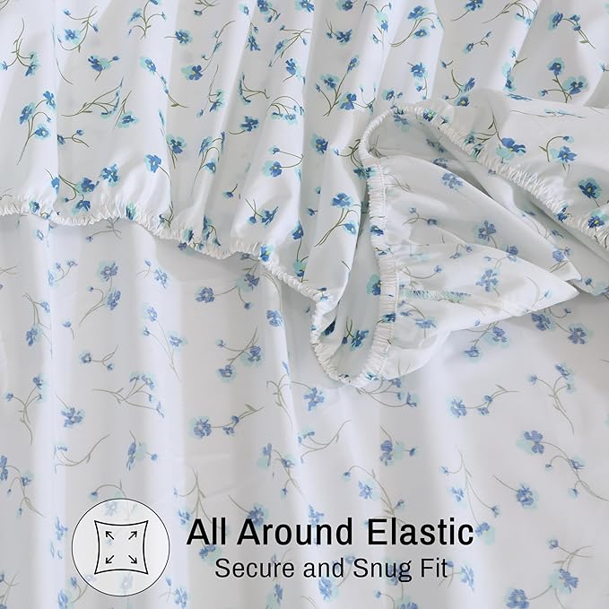 ZOYER 100% Cotton Sheets – Twin XL Size Percale Bedding, Cooling & Breathable, Durable with a Crisp, Soft & Comfortable Feel, 16" Deep Pocket, 3-Piece Set, La Laa Flower