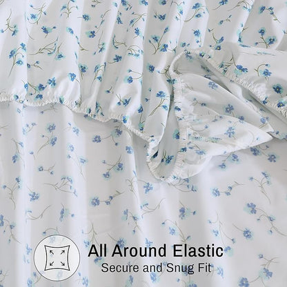 ZOYER 100% Cotton Sheets – Twin XL Size Percale Bedding, Cooling & Breathable, Durable with a Crisp, Soft & Comfortable Feel, 16" Deep Pocket, 3-Piece Set, La Laa Flower